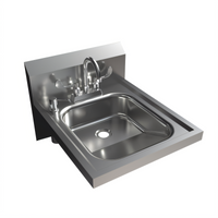BK Resources ADA Wall-Mounted Hand Sink with Faucet, Soap Dispenser, and Drain, 16 x 14 Inches