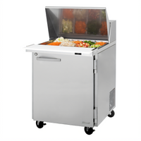 Turbo Air PRO Series Mega Top Sandwich/Salad Prep Table, 1 Section, 12-Pan, 1 Solid Door, Rear-Mount Self-Contained Refrigeration