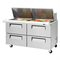 Turbo Air Super Deluxe 60-Inch Two-Section Sandwich/Salad Mega Top Prep Table with 4 Drawers and 24-Pan Opening