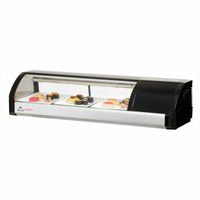 Everest Refrigeration Countertop Refrigerated Sushi Display Case, 47-1/4 Inch, Curved Glass, Right-Mounted Self-Contained Refrigeration