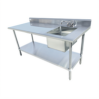 Serv-Ware 72-Inch Stainless Steel Sink Table with Right-Side Sink and 5-Inch Backsplash