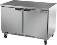 Beverage-Air 48-Inch Two-Section Worktop Freezer with Flat Top and Solid Doors