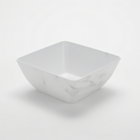 American Metalcraft Naturals Collection 127 oz Square Melamine Bowl, White Marble Pattern