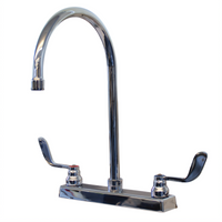 Heavy Duty 8-Inch Center Deck-Mounted Manual Faucet with Wrist Handles and 8-1/2-Inch Gooseneck Spout