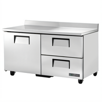 True 60-Inch Two-Section Worktop Refrigerator with 1 Door and 2 Drawers