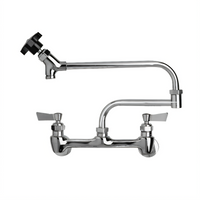 Low-Lead Adjustable Wall-Mount Pot Filler Faucet with 18-Inch Double-Joint Swing Spout