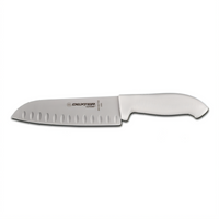 Dexter Russell SofGrip 7-Inch Santoku Knife, Granton Edge, Stamped High-Carbon Stainless Steel Blade, White Soft Rubber Grip Handle