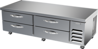 Beverage-Air Four-Drawer Chef Base Refrigerator, 72-Inch Wide, Side-Mounted Self-Contained, R290