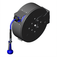 T&S Brass Enclosed Epoxy-Coated Steel Retractable Hose Reel System with 3/8-Inch x 50-Foot Hose and High Flow JetSpray Valve