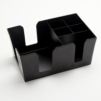 American Metalcraft 6-Compartment Black Powder-Coated Steel Bar Garnish Caddy