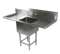 John Boos Pro-Bowl 1-Compartment Stainless Steel Sink with Left and Right Drainboards, 18 x 24 x 14-Inch Bowl