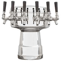 Micro Matic Mushroom 6-Faucet Stainless Steel Countertop Glycol-Cooled Draft Beer Tower