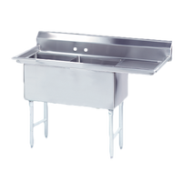 Advance Tabco FS-2-1620-18R 2-Compartment Fabricated Sink with Right Drainboard, 16 x 20 x 14-Inch Bowls