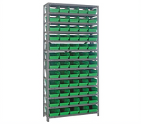 Quantum Heavy-Duty Stationary Wire Shelving Unit with 13 Shelves and 60 Bins, 36 x 12 x 75 Inches