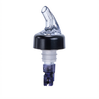 Winco 1-1/8 oz Plastic Measuring Liquor Pourer with Black Collar and Clear Spout