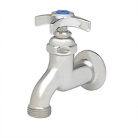 T&S Brass Heavy-Duty Wall-Mount Single Sink Faucet with 4-Inch Reach and Hose Outlet