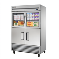 True TS Series 2-Section Reach-In Combination Half-Swing Door Refrigerator with 2 Glass and 2 Stainless Steel Half Doors