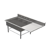 John Boos Pro-Bowl 3-Compartment Platter Sink with 24-Inch Right Drainboard, 12-Inch Deep Bowls