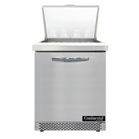 Continental Mighty Top 27-1/2-Inch Front-Breathing Sandwich Prep Refrigerator with Solid Door, 12-Pan, 7.4 Cu. Ft.