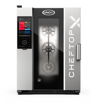 UNOX CHEFTOP-X 10-Level Gas Combi Oven with Digital.ID, 120V, Right-Hinged Left Door