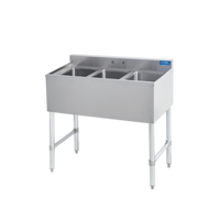Sapphire Manufacturing Three Compartment Stainless Steel Underbar Bar Sink, No Drain Board