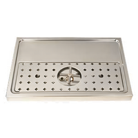 Stainless Steel Platform Drip Tray with Glass Rinser, Surface Mount, 23-5/8-Inch x 15-3/4-Inch, for 2-3 Faucets