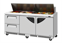 Turbo Air Super Deluxe Front Breathing Three-Section Sandwich/Salad Prep Table with 2 Drawers and 2 Doors