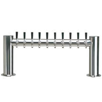 Metropolis H Series 10-Faucet Countertop Kool-Rite Glycol-Cooled Draft Beer Tower, 38 Inch Wide, Polished Stainless Steel