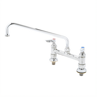 T&S Brass 8-Inch Adjustable Center Deck Mount Mixing Faucet with 6-Inch Swing Nozzle and Lever Handles