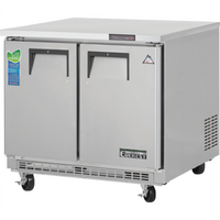 Everest Refrigeration Two-Section Undercounter/Worktop Freezer with Stainless Steel Top, 35-5/8 Inches Wide, 10.0 Cu. Ft., Self-Contained Bottom Mount