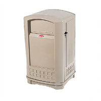 Plaza 50 Gallon Rectangular Bathroom Trash Can with Swing and Hinged Doors, Beige