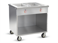 FWE Handy Line Mobile Dry Radiant Heated Serving Cabinet with Open Base, (2) 12