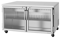 Turbo Air PRO Series Two-Section Glass Door Undercounter Refrigerator, 17 Cu. Ft., 60-1/4 Inch Wide