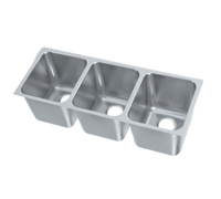 Vollrath Three-Compartment Weld-In/Undermount Sink, 14 x 12 x 12 Inches Deep, 18-Gauge Stainless Steel