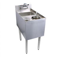 CHOICE 14-Inch Free-Standing Stainless Steel Underbar Mixology Unit with Sink Bowl, Rinser Faucet, and 6-Inch Dipper Well