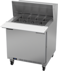 Beverage-Air 32-Inch One-Section Sandwich Top Refrigerated Prep Table with Solid Door and 12-Pan Top