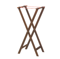 American Metalcraft Mahogany Wood Folding Tray Stand with Nylon Straps, 18 Inch W x 38 Inch H