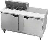 Beverage-Air SPE60HC-08 Two-Section Sandwich Prep Table Refrigerator, 60-Inch, 8-Pan Top