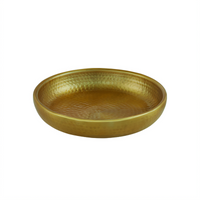 Round Gold Double-Wall Hammered Aluminum Seafood Tray, 14-Inch, 128 oz.