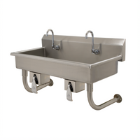Advance Tabco 2-Station Wall-Mounted Multiwash Hand Sink with Knee Valve, 40-Inch, 14-Gauge 304 Stainless Steel