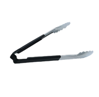 Jacob's Pride 9-1/2 Inch Stainless Steel Utility Tongs with Black Kool-Touch Handle