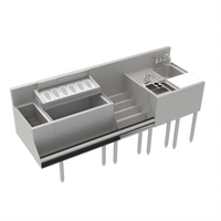 72-Inch Underbar Hand and Dump Sink Workstation with Elixir Well, Ice Bin, Liquor, Tool Caddy, and Cabinet Below