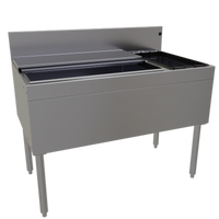 Glastender CBB-42R-CP10 Underbar Combo Ice Bin/Cocktail Unit, 42 Inch x 24 Inch, Right Bottle Well, 10-Circuit Cold Plate