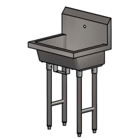BK Resources Freestanding Single-Station Stainless Steel Handwash Sink with Single-Hole Splash Mount and Knee Valve Bracket, 24 x 19-7/8 x 8 Inch Bowl