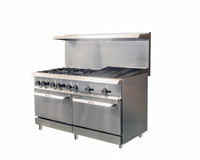 IKON Cooking 60-Inch Natural Gas Commercial Range with 6 Burners, 24-Inch Radiant Broiler, and 2 Standard Ovens