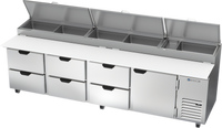 Beverage Air DPD119HC-6 119-Inch Pizza Top Refrigerated Prep Table with 6 Drawers and 1 Door