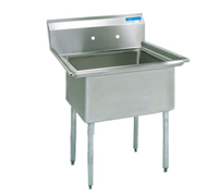 One-Compartment Stainless Steel Sink with 18 x 24 x 14-Inch Bowl, 9-Inch Backsplash, and Galvanized Legs