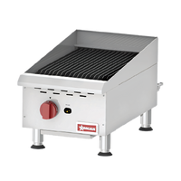 Omcan Countertop Stainless Steel Gas Char-Broiler, 15 Inch, 1 Burner, Natural Gas