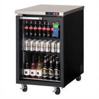 Everest Refrigeration One-Section Back Bar Refrigerator, 23-1/2 Inch Wide, 8.0 Cu. Ft., Glass Door, Rear-Mounted Self-Contained Refrigeration
