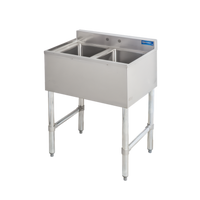 Sapphire Manufacturing SMBS-2 Two-Compartment Underbar Sink with Wall-Mount Faucet and Overflow Kit
